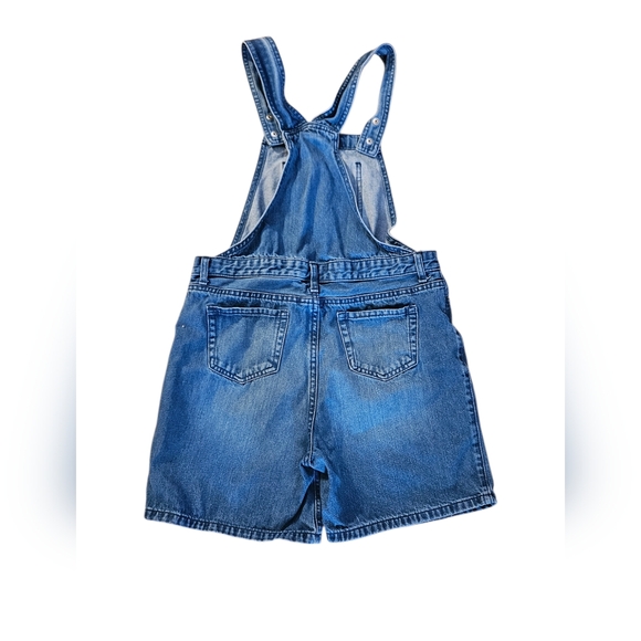 Children's Place Kids Blue Denim Overalls Shorts Sz 14 - Picture 2 of 3